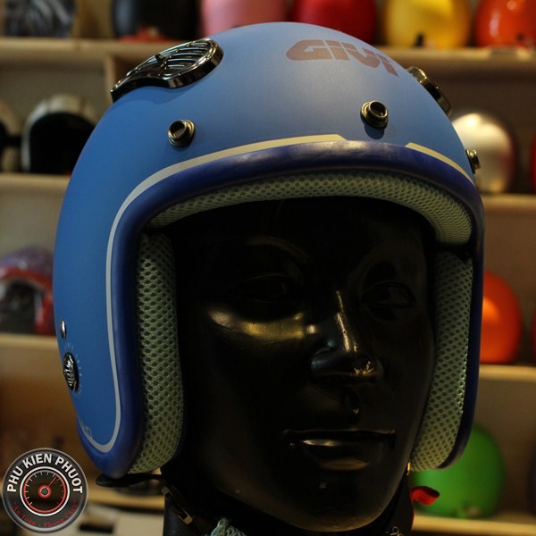 Duho helmet, givi cafe racer, mũ bảo hiểm duho matt blue