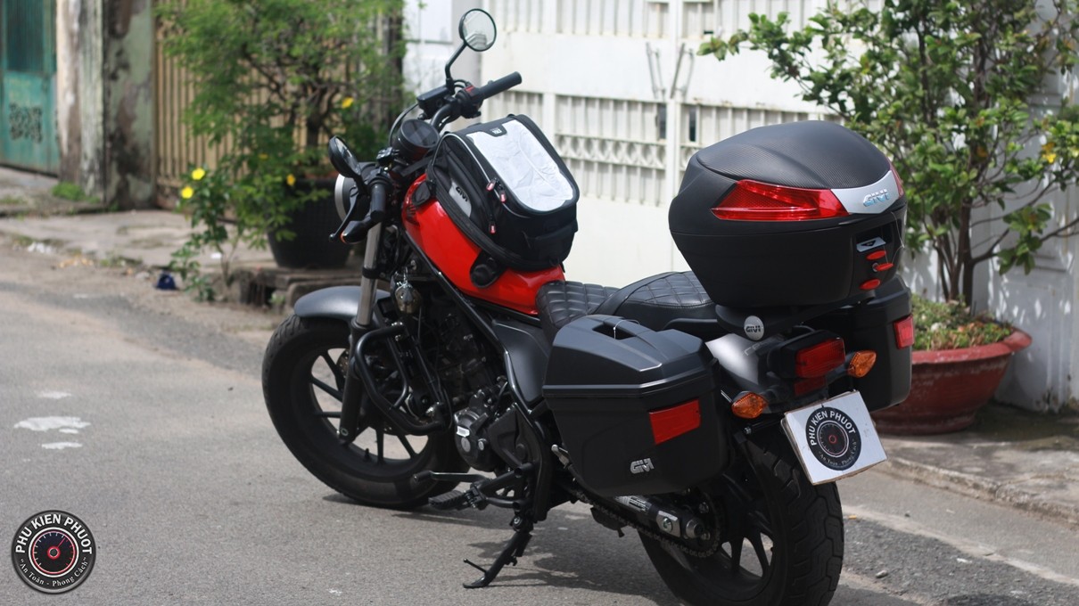 rebel 300 gắn thùng moto xe máy givi